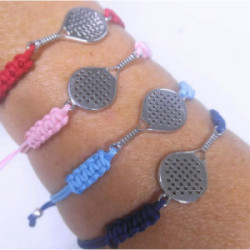 PULSERA PALA PADEL PLATA MACRAME MUJER